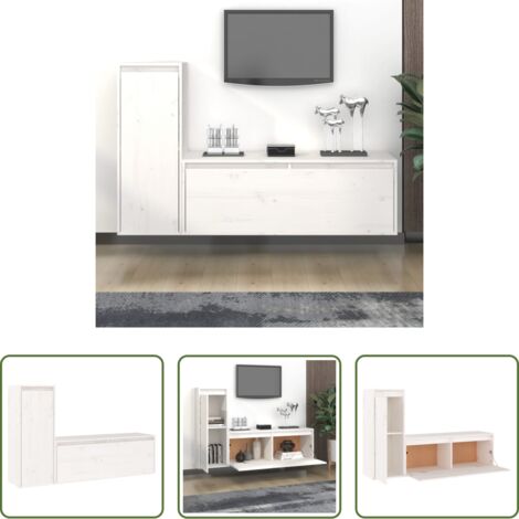 Muebles para pared -  Muebles para TV 2 piezas madera maciza de pino blanco