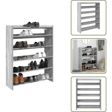 Muebles para pasillos - vidaXL Mueble zapatero madera contrachapada gris sonoma 80x25x100 cm - Muebles para entradas