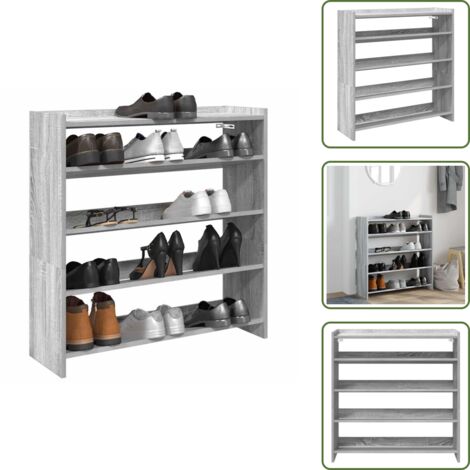 Muebles para pasillos - vidaXL Mueble zapatero madera contrachapada gris sonoma 80x25x81 cm - Muebles para entradas