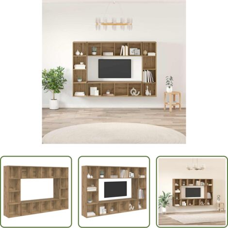 Muebles para sala -  Conjunto de mueble de TV 4 pcs Marrón 37 x 37 x 142,5 cm