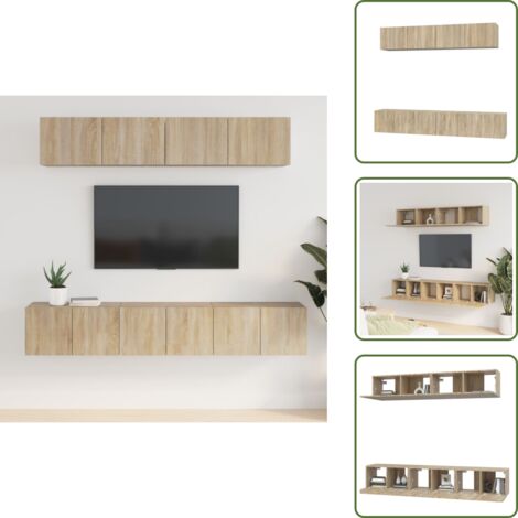 Muebles para sala - vidaXL Set de muebles para TV 5 pzas madera contrachapada roble Sonoma - Muebles de roble Sonoma