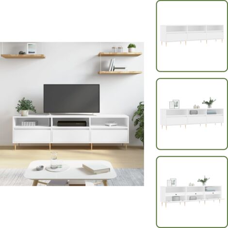 Muebles para salón - vidaXL Mueble de TV madera contrachapada blanco 150x30x44,5 cm - Muebles para dormitorio