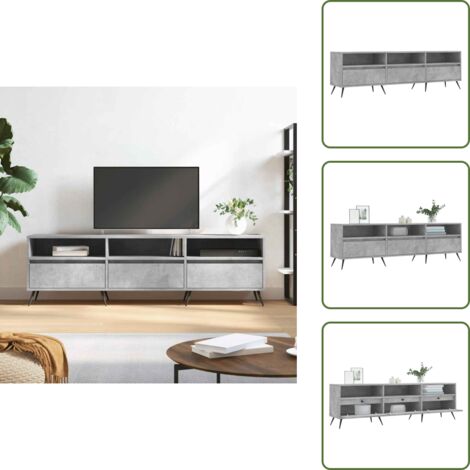 Muebles para salón - vidaXL Mueble de TV madera contrachapada gris hormigón 150x30x44,5 cm - Muebles para dormitorio