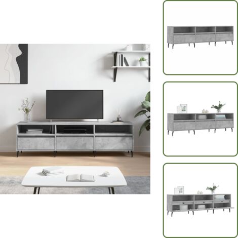 Muebles para salón - vidaXL Mueble de TV madera contrachapada gris hormigón 150x30x44,5 cm - Muebles para dormitorio