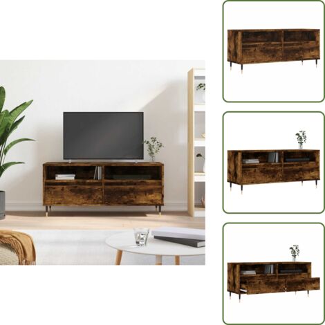 Muebles para salón - vidaXL Mueble de TV madera contrachapada roble ahumado 100x34,5x44,5cm - Muebles para dormitorio