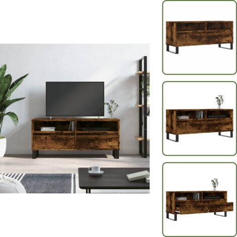 Muebles para salón - vidaXL Mueble de TV madera contrachapada roble ahumado 100x34,5x44,5cm - Muebles para dormitorio