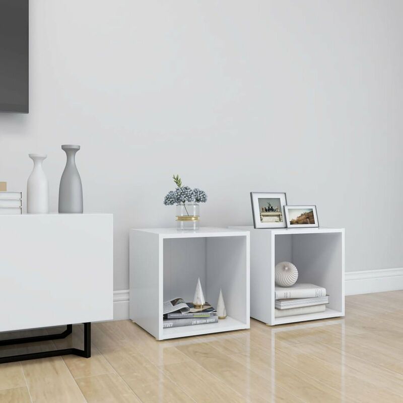 

Muebles para TV 2 uds aglomerado blanco 37x35x37 cm