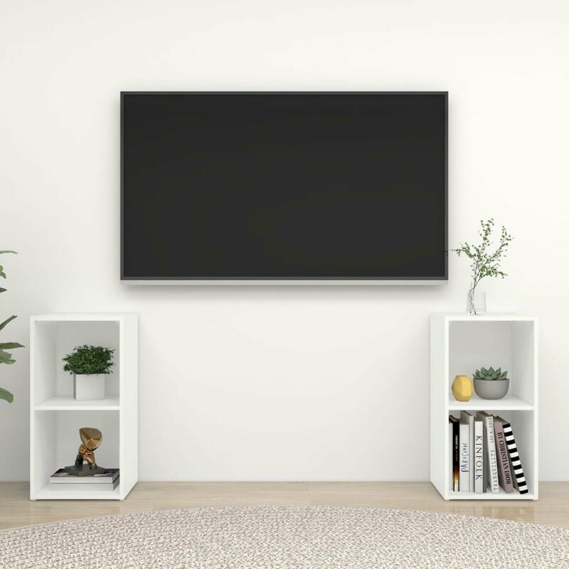 

Muebles para TV 2 uds aglomerado blanco 72x35x36,5 cm