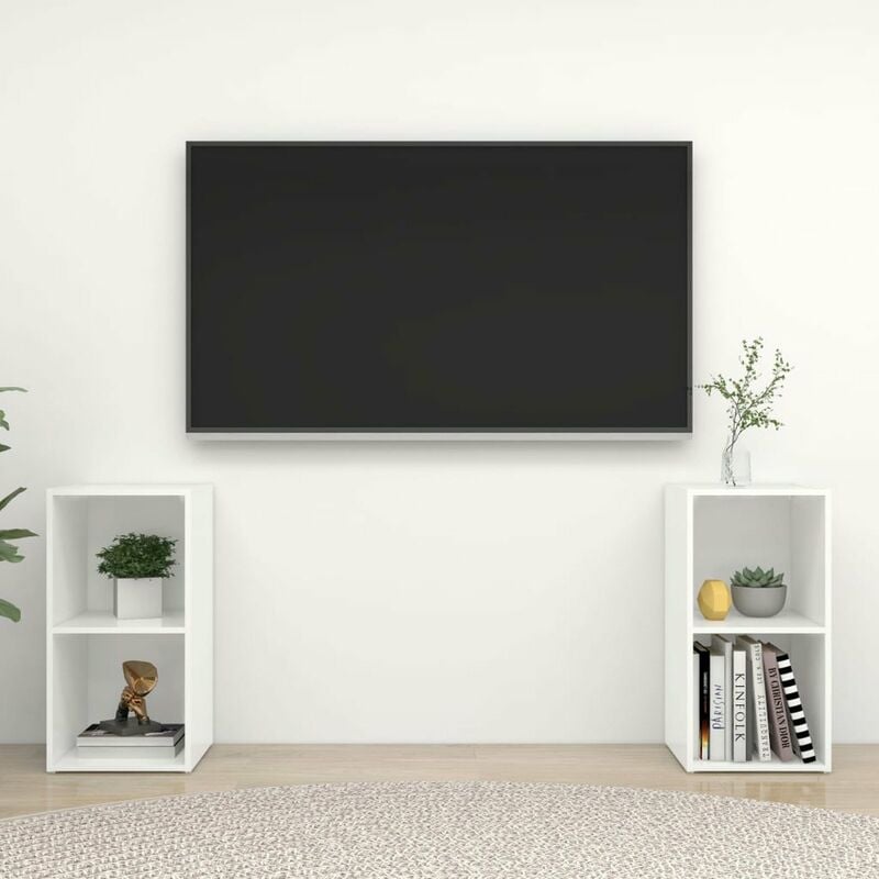 

Muebles para TV 2 uds aglomerado blanco brillante 72x35x36,5 cm