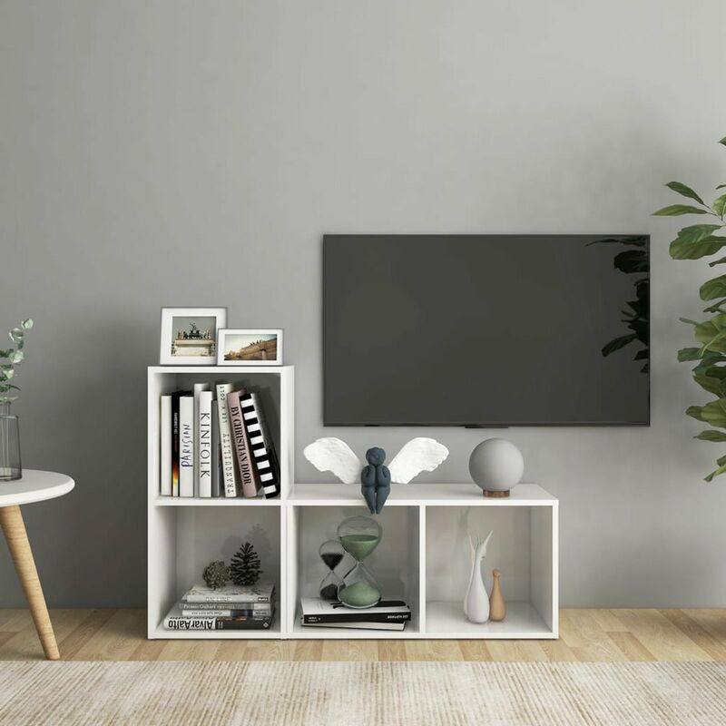 

Muebles para TV 2 uds aglomerado blanco brillante 72x35x36,5 cm