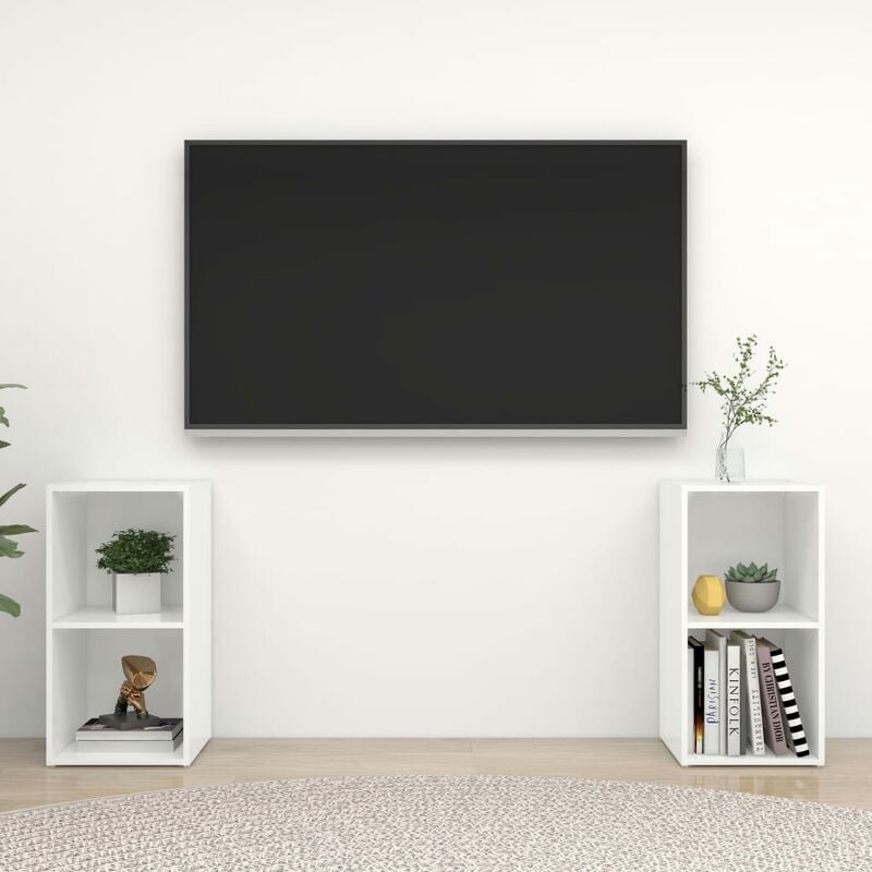 

Muebles para TV 2 uds aglomerado blanco brillante 72x35x36,5 cm