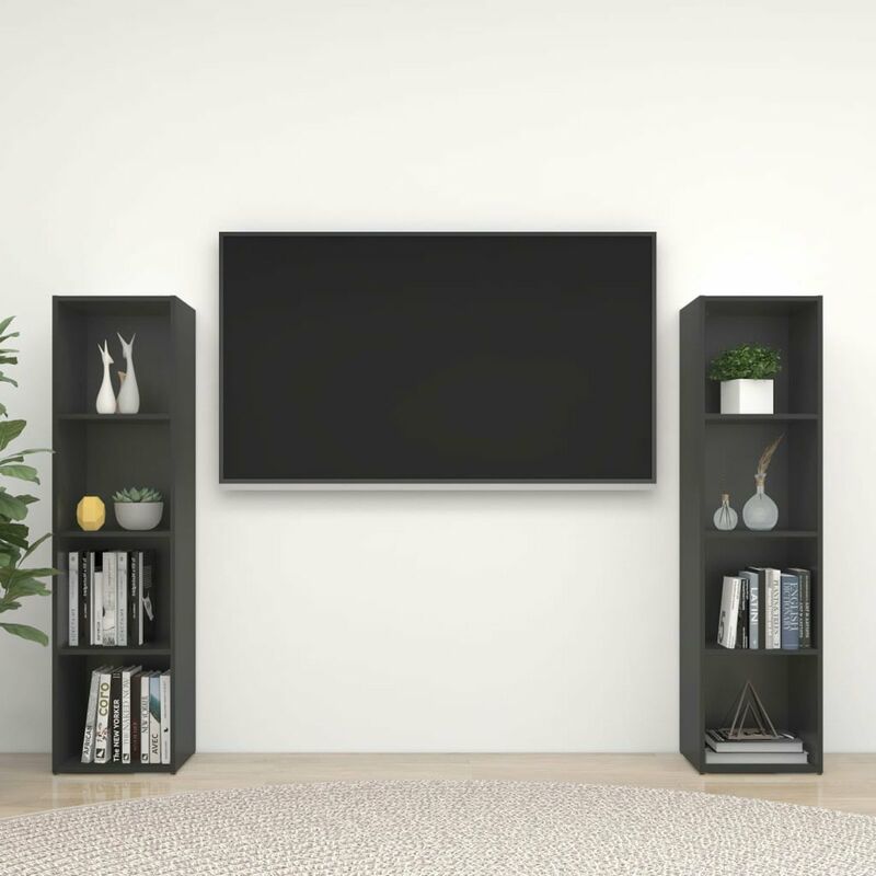 

Muebles para TV 2 uds aglomerado gris 142,5x35x36,5 cm