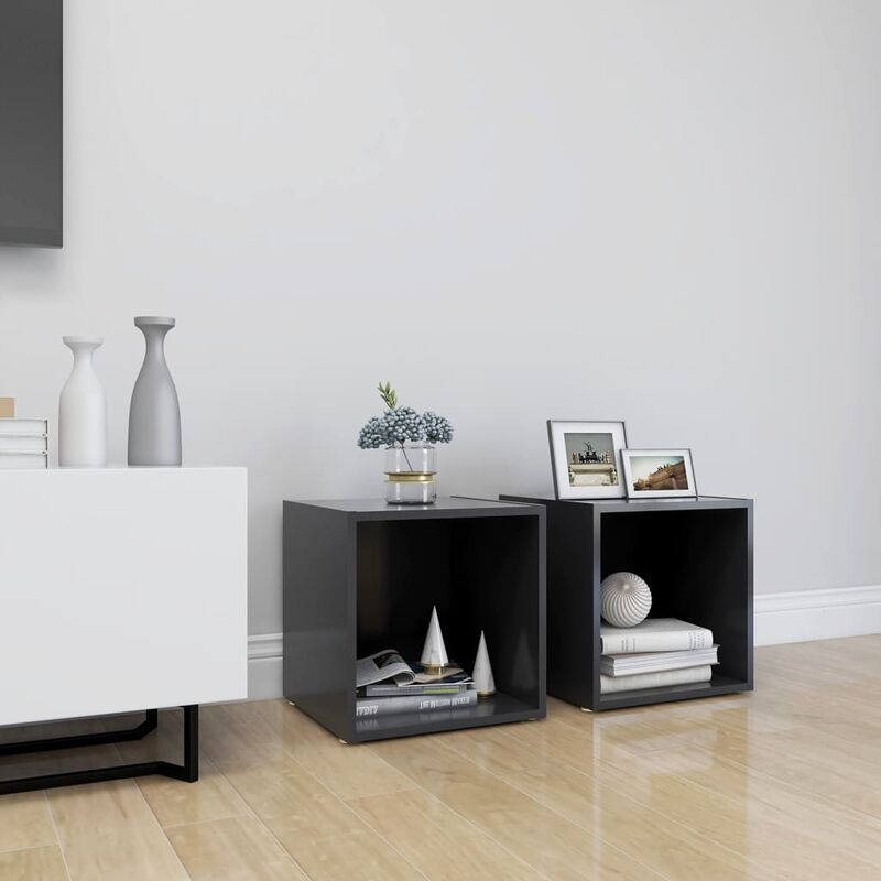 

Muebles para TV 2 uds aglomerado gris 37x35x37 cm