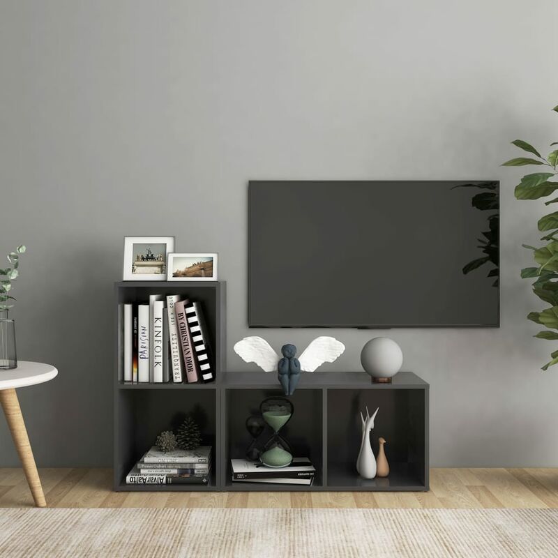 

Muebles para TV 2 uds aglomerado gris 72x35x36,5 cm