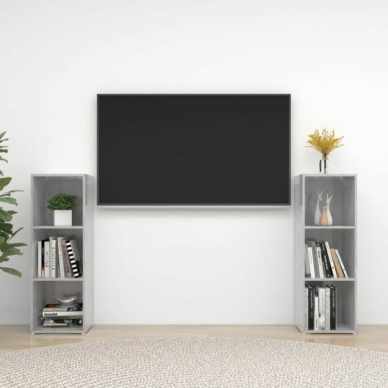 

Muebles para TV 2 uds aglomerado gris hormigón 107x35x37 cm