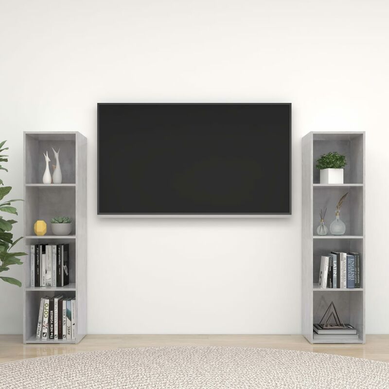 

Muebles para TV 2 uds aglomerado gris hormigón 142,5x35x36,5 cm