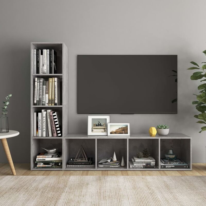 

Muebles para TV 2 uds aglomerado gris hormigón 142,5x35x36,5 cm