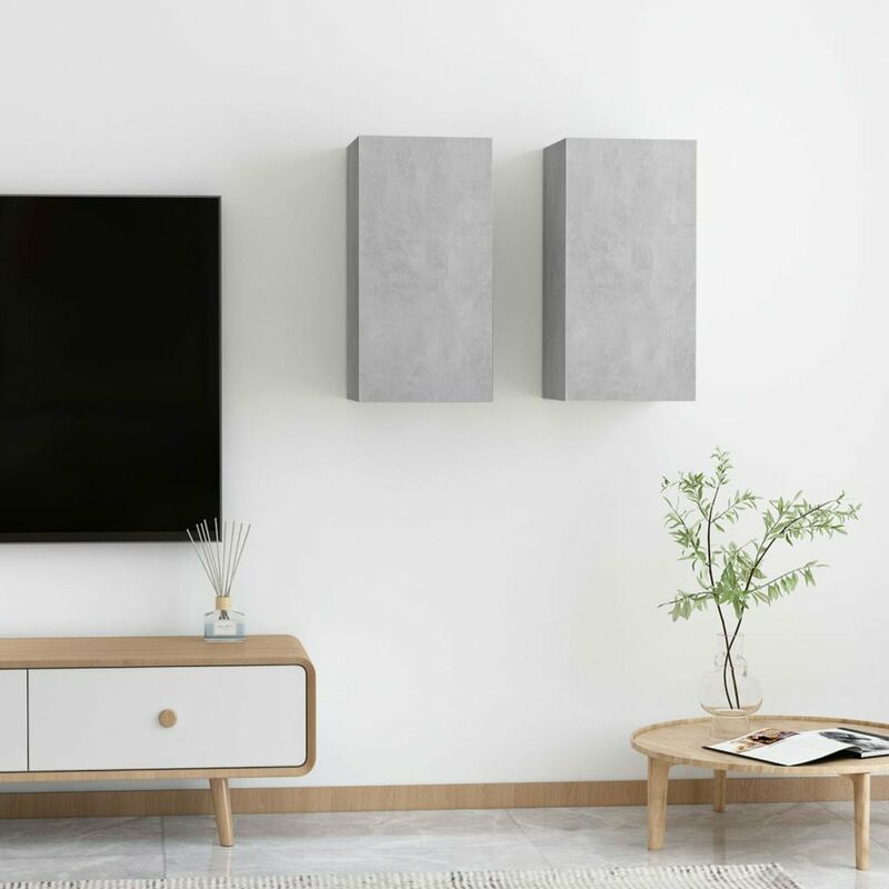 

Happyshopping - Muebles para TV 2 uds aglomerado gris hormigon 30,5x30x60 cm