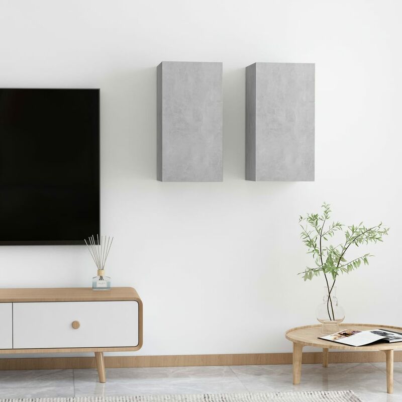 

Muebles para TV 2 uds aglomerado gris hormigón 30,5x30x60 cm