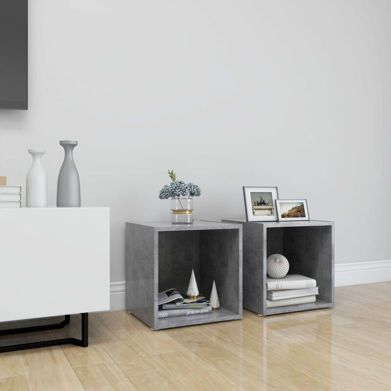 

Muebles para TV 2 uds aglomerado gris hormigon 37x35x37 cm