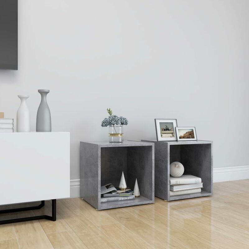 

Muebles para TV 2 uds aglomerado gris hormigón 37x35x37 cm