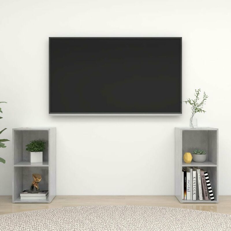 

Muebles para TV 2 uds aglomerado gris hormigon 72x35x36,5 cm