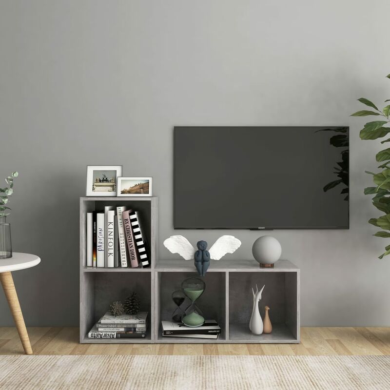 

Muebles para TV 2 uds aglomerado gris hormigón 72x35x36,5 cm