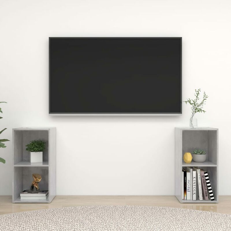 

Muebles para TV 2 uds aglomerado gris hormigón 72x35x36,5 cm