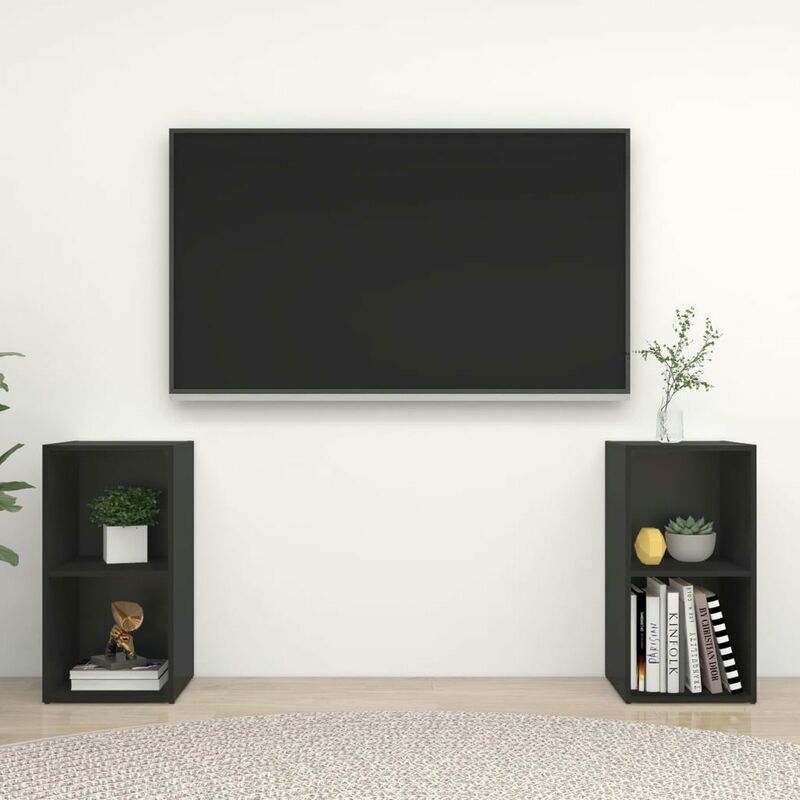 

Muebles para TV 2 uds aglomerado negro 72x35x36,5 cm