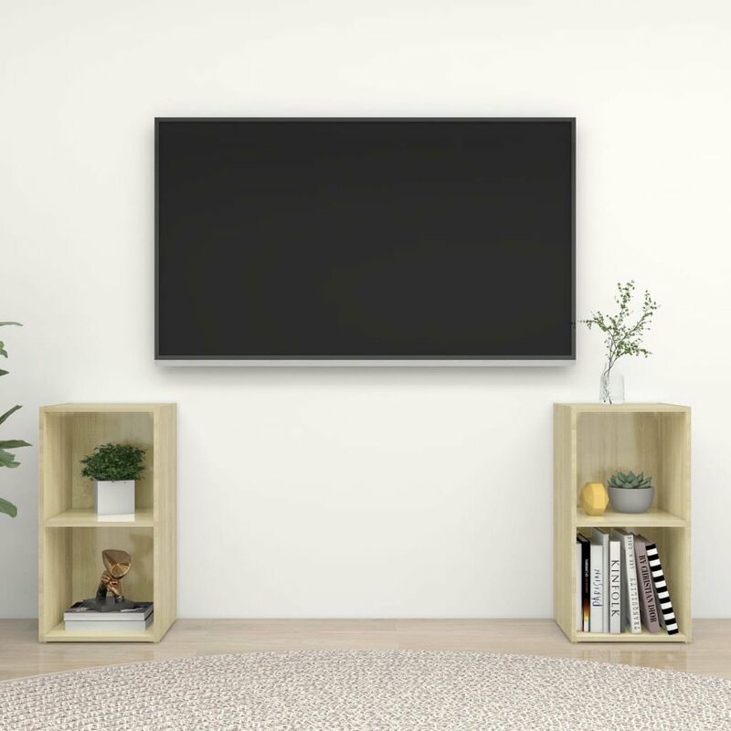 

Muebles para TV 2 uds aglomerado roble Sonoma 107x35x37cm