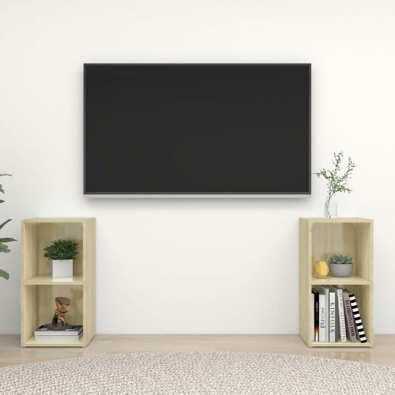 

Muebles para TV 2 uds aglomerado roble Sonoma 107x35x37cm