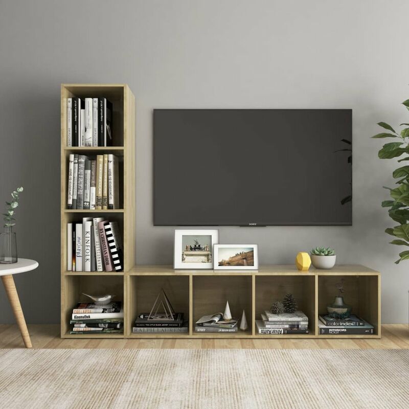 

Muebles para TV 2 uds aglomerado roble Sonoma 142,5x35x36,5 cm
