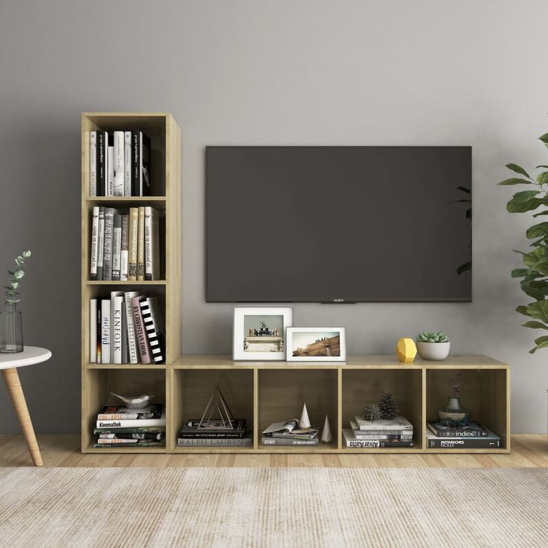 

Muebles para TV 2 uds aglomerado roble Sonoma 142,5x35x36,5 cm