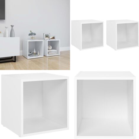 Muebles para TV 2 uds madera contrachapada blanco 37x35x37 cm - Muebles de TV - Armarios para TV