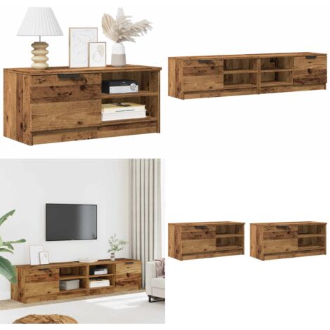 Muebles para TV 2 uds madera contrachapada envejecida - Muebles para sala - Muebles de madera