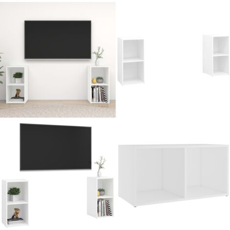 Muebles para TV 2 uds madera de ingeniería blanco 72x35x36,5 cm - Muebles de madera - Muebles de ingeniería