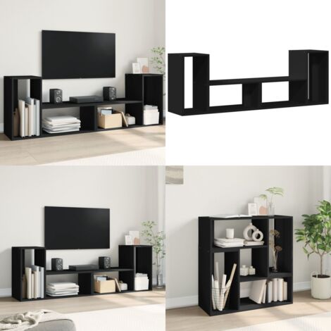 Muebles para TV 2 uds madera de ingeniería negro 75x30x50 cm - Muebles de madera - Muebles de TV con almacenamiento
