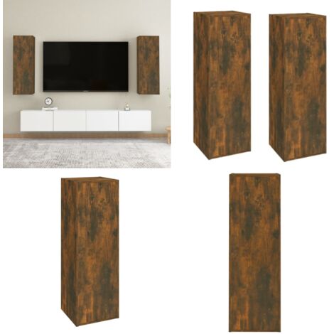 Muebles para TV 2 uds madera roble ahumado 30,5x30x90 cm - Muebles de pared - Armarios para TV