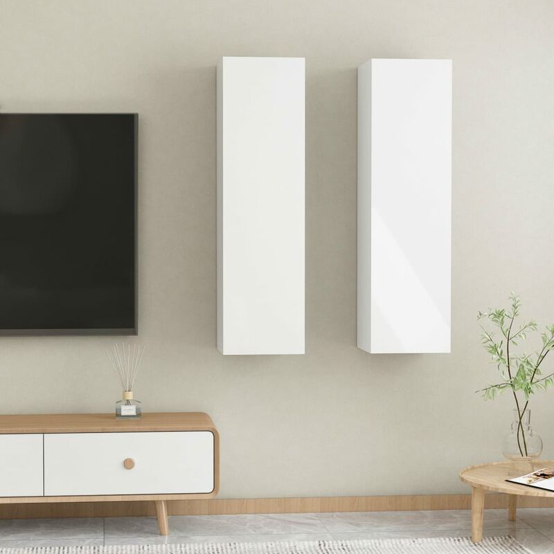 

Muebles para TV 2 udss aglomerado blanco brillo 30,5x30x110 cm