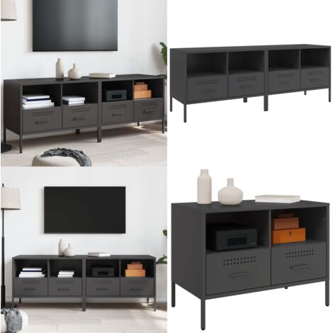 Muebles para TV 2 unidades acero negro 68x39x50,5 cm - Muebles industriales - Soporte para TV