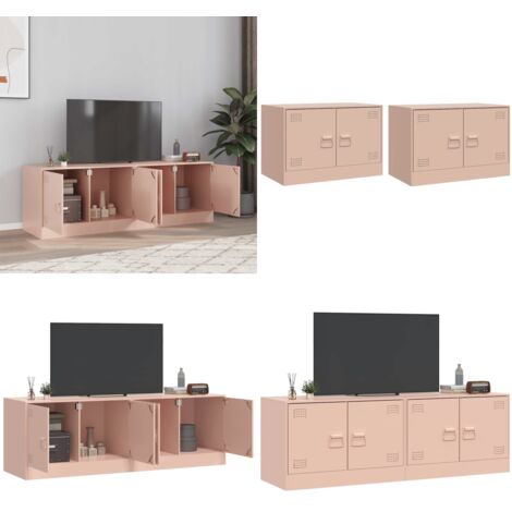Muebles para TV 2 unidades acero rosa 67x39x44 cm - Muebles para TV - Armario rosa