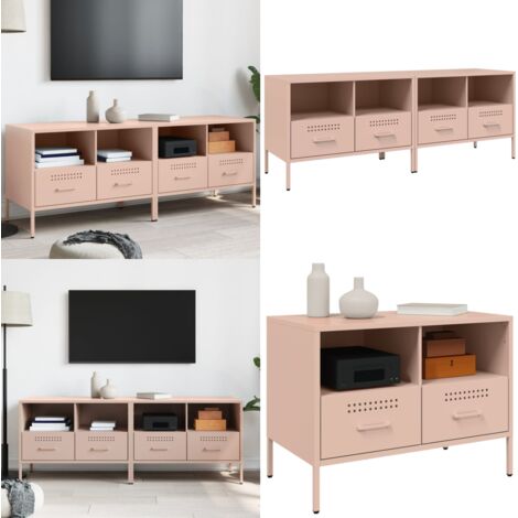 Muebles para TV 2 unidades acero rosa 68x39x50,5 cm - Muebles industriales - Soporte para TV