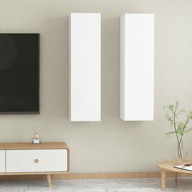 

Muebles para TV 2 unidades aglomerado blanco 30,5x30x110 cm