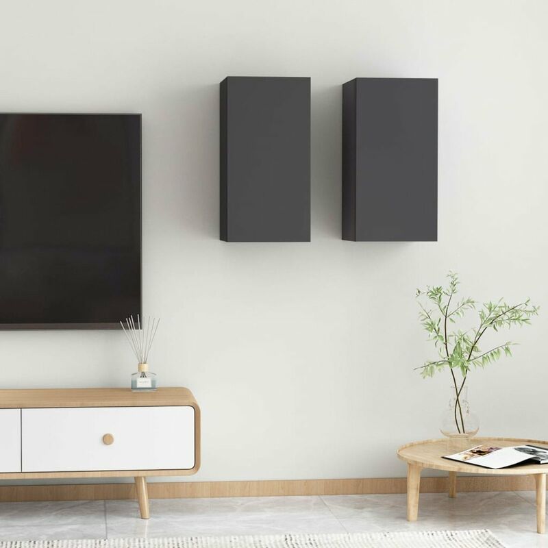 

Muebles para TV 2 unidades aglomerado gris 30,5x30x60 cm