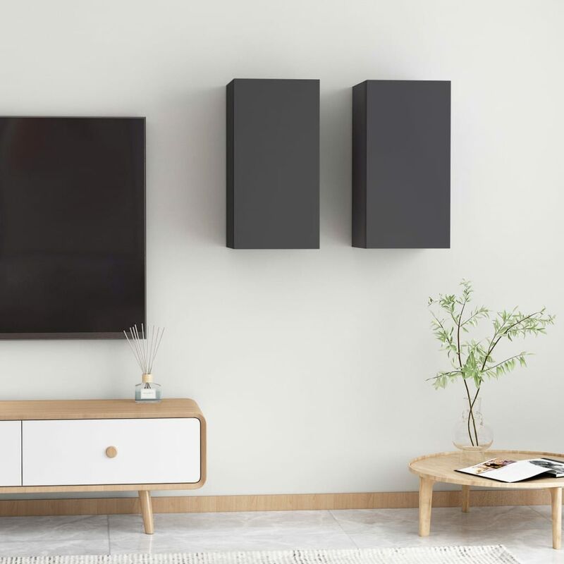 

Muebles para TV 2 unidades aglomerado gris 30,5x30x60 cm