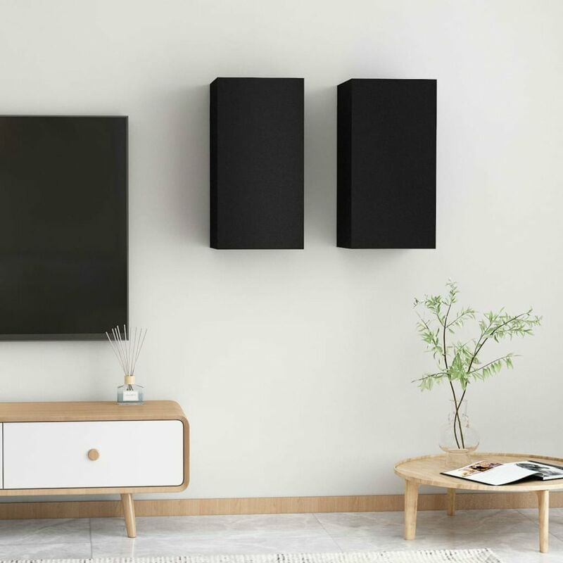 

Muebles para TV 2 unidades aglomerado negro 30,5x30x60 cm
