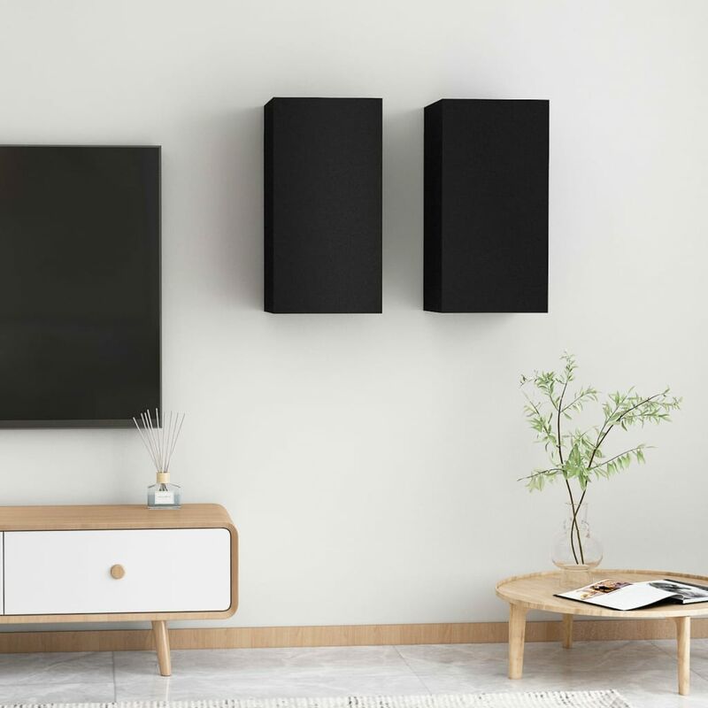 

Muebles para TV 2 unidades aglomerado negro 30,5x30x60 cm