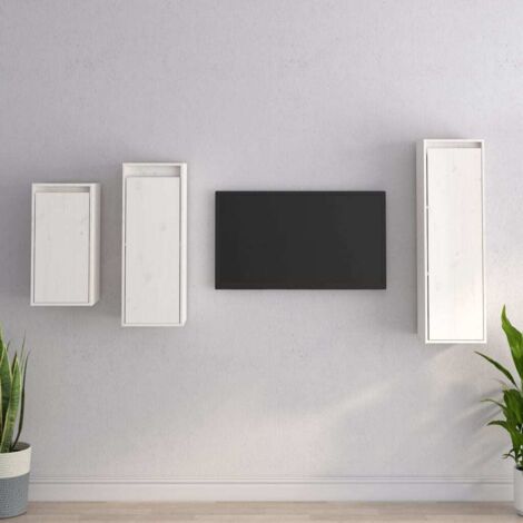 Muebles para TV 3 piezas madera maciza de pino blanco vidaXL