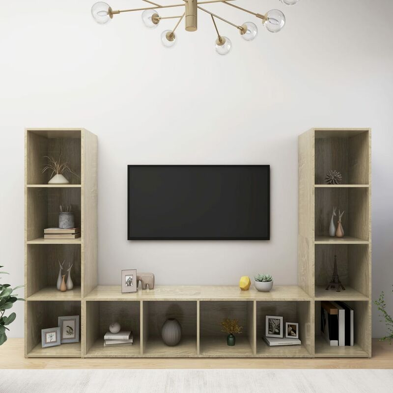 

Muebles para TV 3 uds aglomerado roble Sonoma 142,5x35x36,5 cm