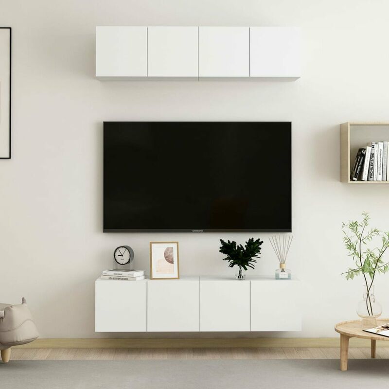 

Muebles para TV 4 uds aglomerado blanco 60x30x30 cm